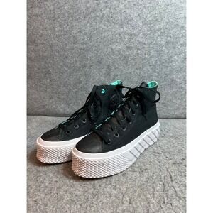 Converse Chuck Taylor All Star Platforms Canvas Leather Black Sneaker Womens 8